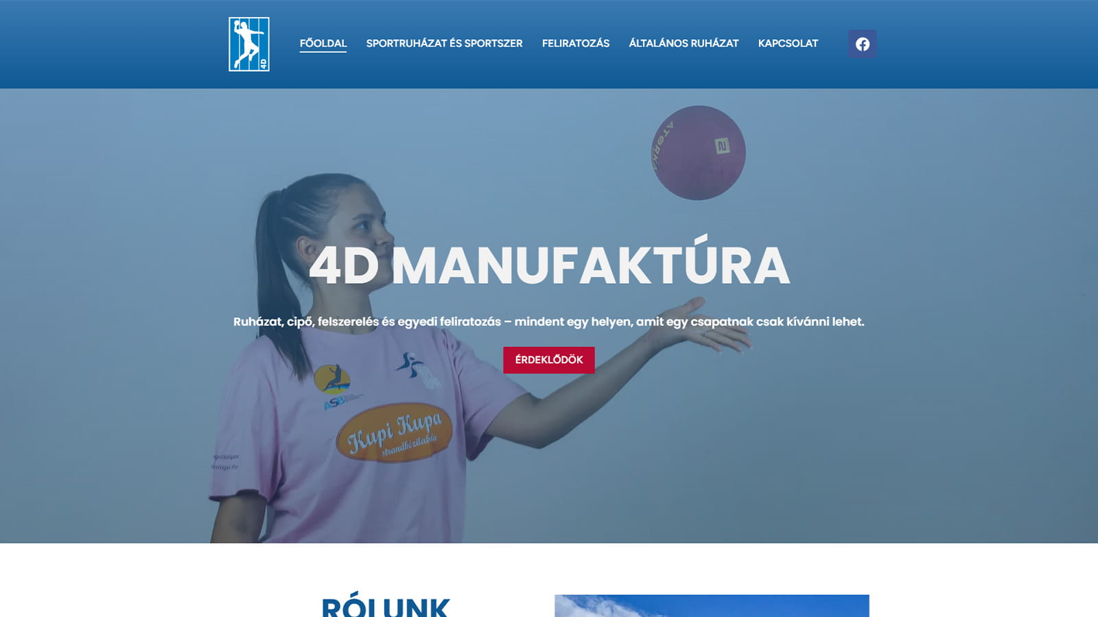 4D Manufaktúra sportfelszerelés oldal képernyőképe