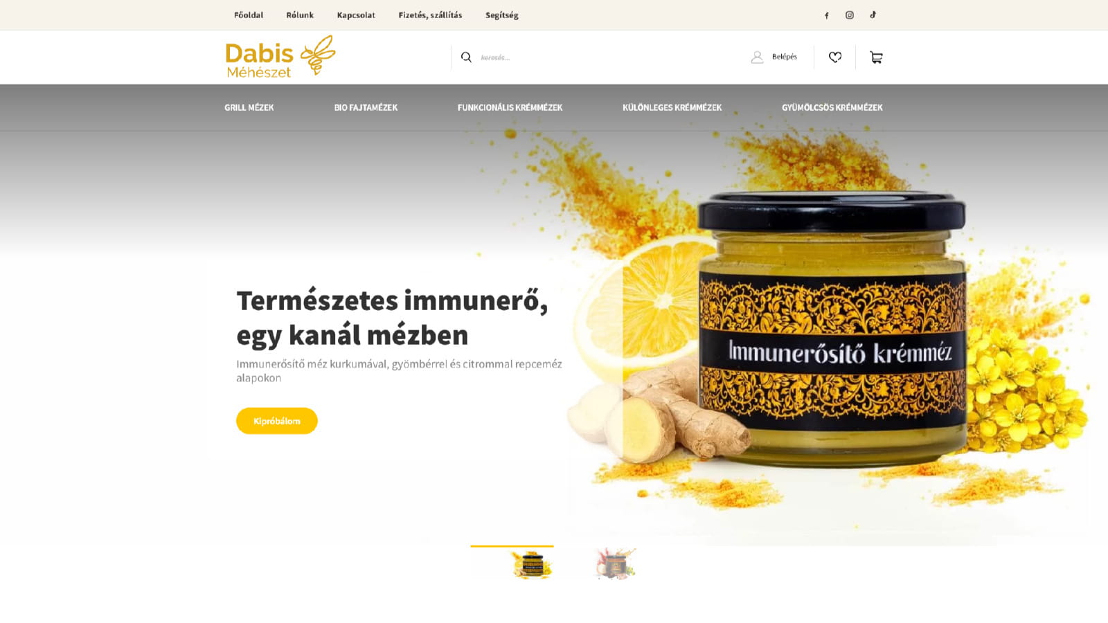 Dabis Méhészet webshop képernyőképe